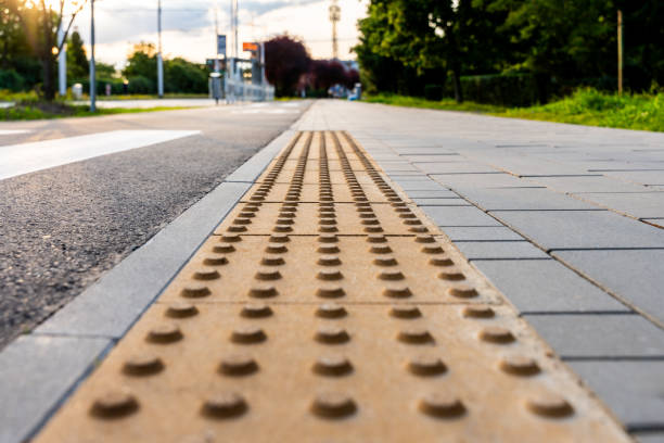 istock Tactile paving on pedestrian sidewalk 2204488294