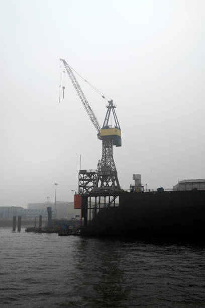 Skyline of the port of Hamburg from the water side, Germany Hamburg harbor