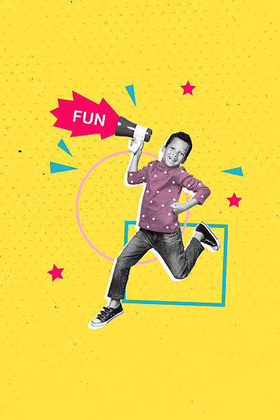 istock Vertical composite collage image picture of black white effect boy jump loudspeaker isolated on creative background 2204519709