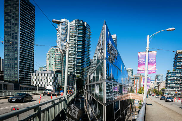 Vancouver, Canada - August 18, 2023: Modern building of the University Canada West in Vancouver in Canada.