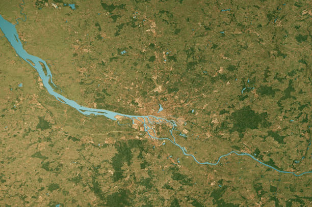 istock Hamburg Satellite Topographic Map 3D Render True Color 2204526127