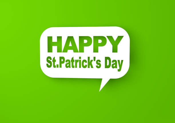 Happy St. Patrick's Day Speech Bubbles On Green Background