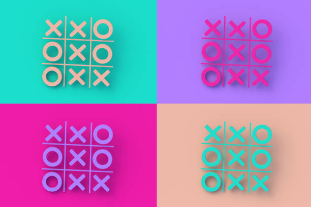 Close-up of XO, wooden board, XO game, psychology, small wooden toy, pastel colors.