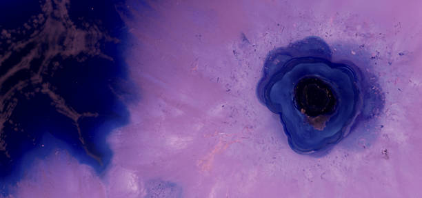 istock Decorative agate slab. Blue semi-precious stone. Abstract background for design. 2204535884