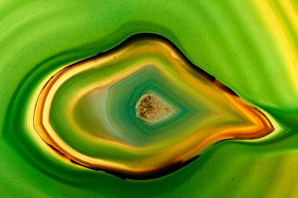 istock Amazing rare Agate Crystal cross section isolated. Natural translucent agate crystal surface, Abstract marine star structure slice mineral stone macro closeup. 2204535966