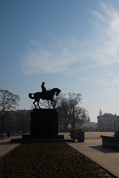 Lublin, Poland 06 March 2025 monument of Jozef Pilsudski (father of polish independence,) on a horse. Litewski square