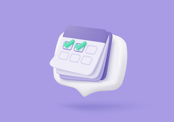 istock 3d calendar date and time for reminder day with notice alert. Calendar clock for schedule appointment and marked notifications alert concept. 3d date reminder icon vector render illustration 2204540456