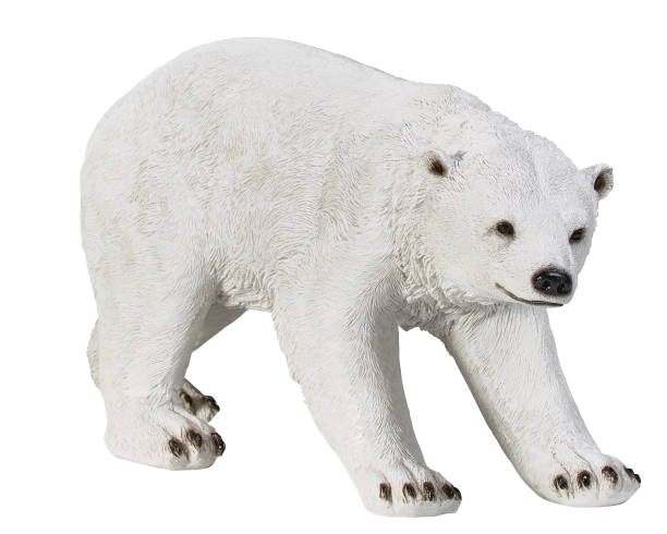 istock Stucco white bear, beveled sideways cut out isolated white background with clipping path 2204541234