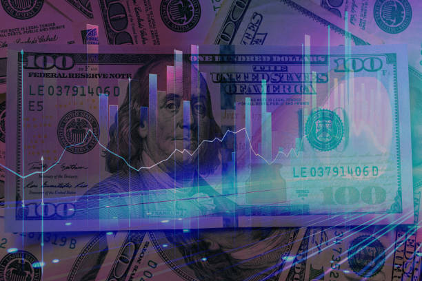 istock Benjamin Franklin face on USD dollar banknote with red decreasing stock market graph chart for symbol of economic recession crisis concept 2204542998