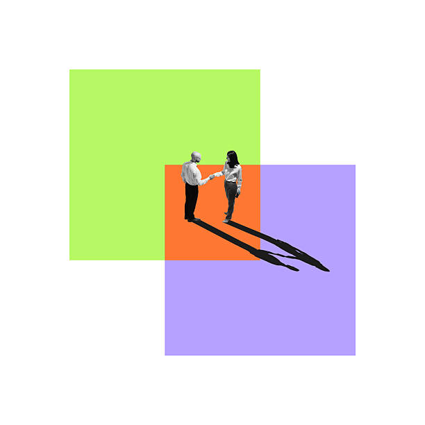 istock Business people shaking hands in geometric abstract space, symbolizing professional synergy, networking, corporate deal. 2204545081