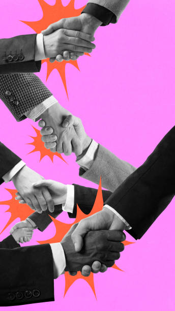 istock Multiple handshakes forming chain reaction. Successful cooperation, strong relationships 2204546634
