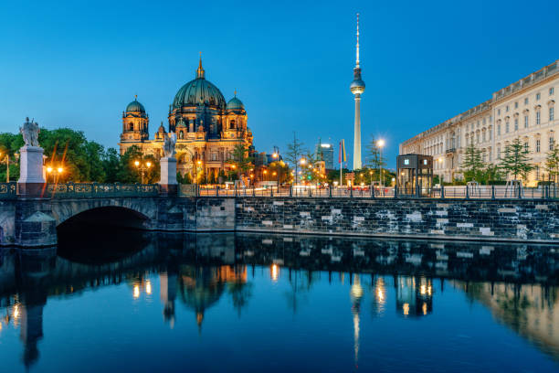istock Historic Berlin Skyline with Dom and TV Tower at Night 2204549714