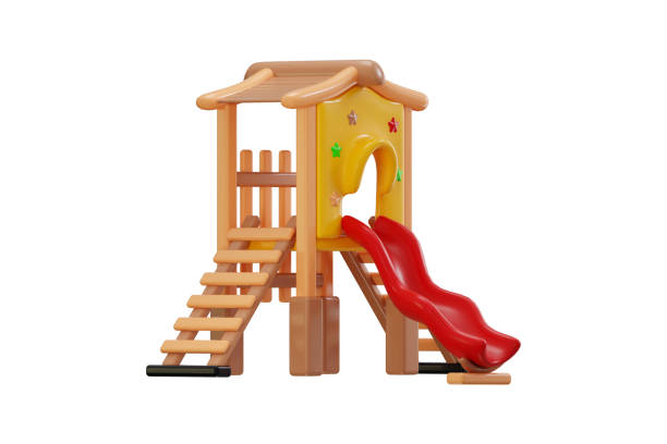 Slide icon 3d render concept of kids park adventure icon vector illustration