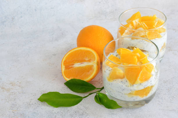 istock Orange chia seed pudding with fresh orange slices 2204553053