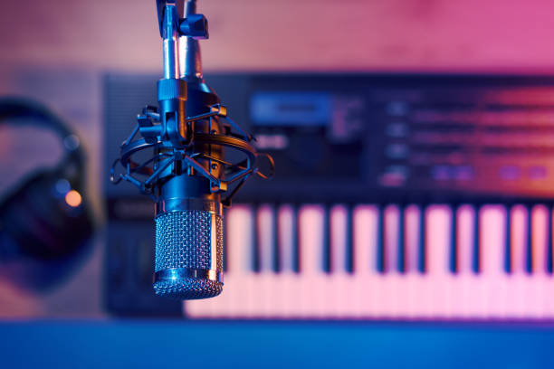 istock Audio equipment and keyboard in the recording studio 2204555608
