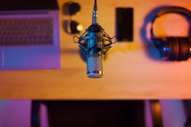 istock Audio equipment on the desk in the home studio 2204555832