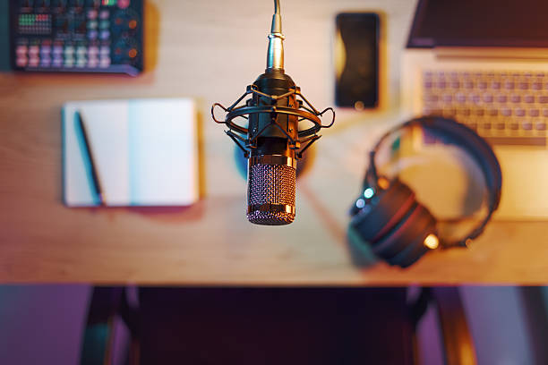 istock Audio equipment and laptop in the home studio 2204556785
