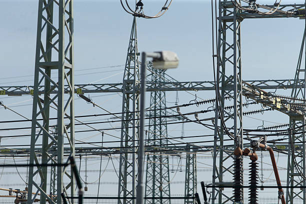 A power station that has numerous electrical wires running through it, creating a complex network of energy supply and distribution