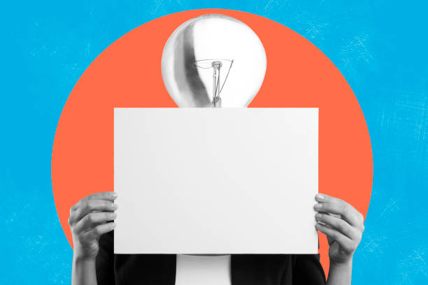 istock Business Concept Collage with Woman and Light Bulb 2204563606