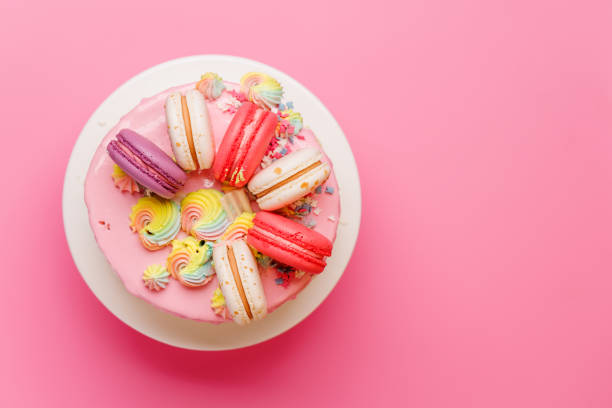 istock A beautifully decorated cake adorned with colorful macaronsoccasions 2204566530