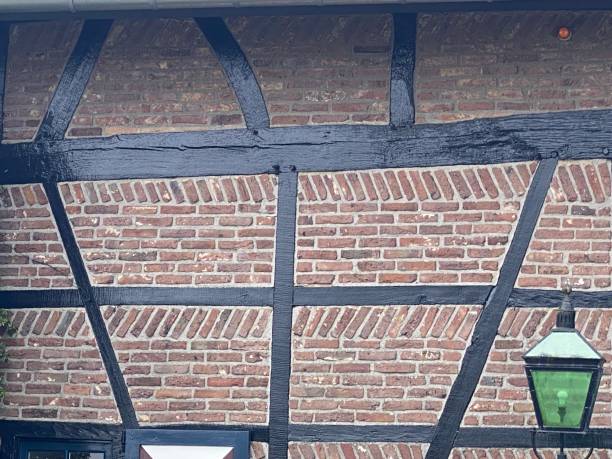Detail of an Hstorical Truss Frame  Construction in a Farmhouse.