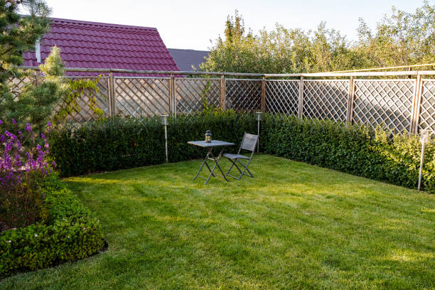 istock A lovely warm table accompanied by comfy chairs situated on a meticulously maintained lawn creates an ideal setting for joyful gatherings or serene moments surrounded by natures beauty 2204573216