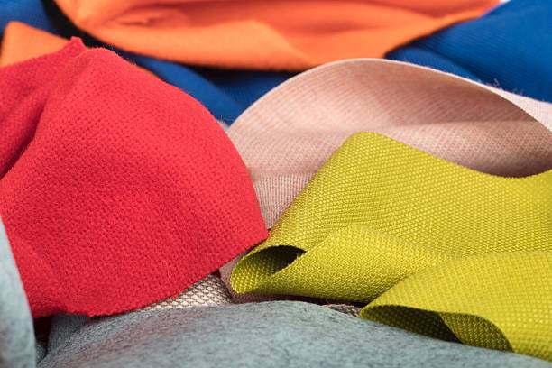 Base products for recycling proces. Reusing materials. Colorful Residual fabrics. Office furniture industry.