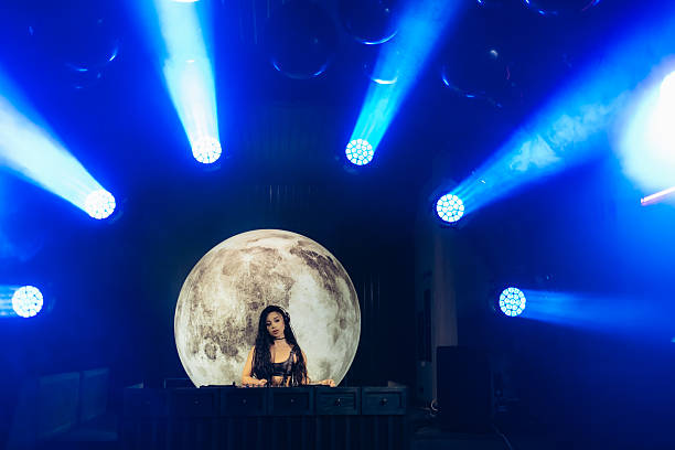 istock DJ Performance With Moon Backdrop and Vibrant Spotlight Beams 2204578544