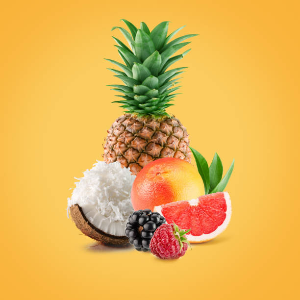 istock exotic fruits on a yellow background 2204579051