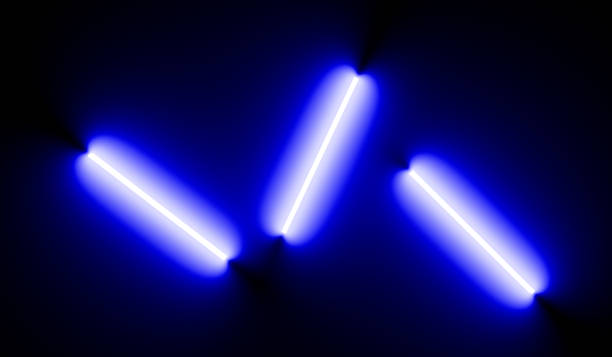 neon blue lines on the black background. 3d render.