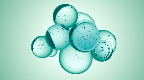 istock Cosmetics blue serum liquid bubbles 3d abstract background. Cosmetic moisturizer essence gel. Collagen fluid bubble molecule. Moisturizing cream or oil, beauty skin concept 2204579836