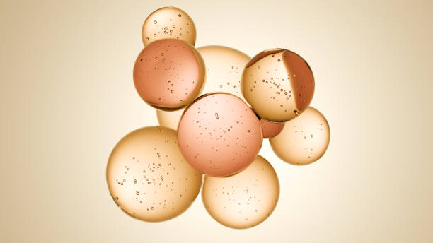 istock Cosmetics beige serum liquid bubbles 3d abstract background. Cosmetic moisturizer essence gel. Collagen fluid bubble molecule. Moisturizing cream or oil, beauty skin concept 2204579889