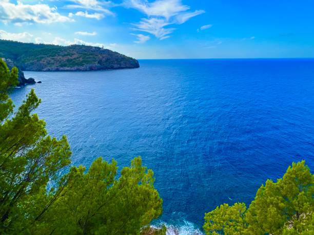 a serene view of the beautiful blue ocean in Mallorca, Spain