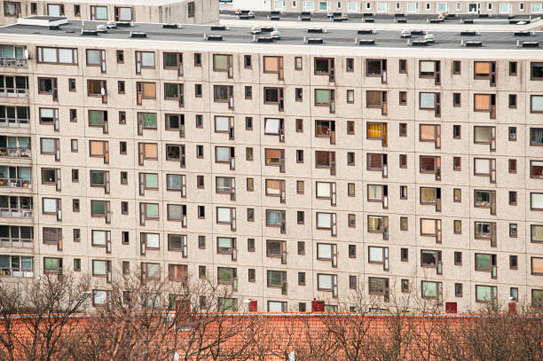 istock Close-up of repetitive apartment windows.. 2204594028