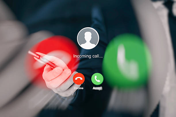 istock Incoming call on smartphone screen. Concept with blur and double exposure. 2204602610