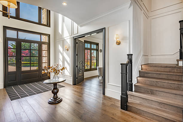 istock Front entry hall foyer of a luxurious and elegant home interior 2204604329