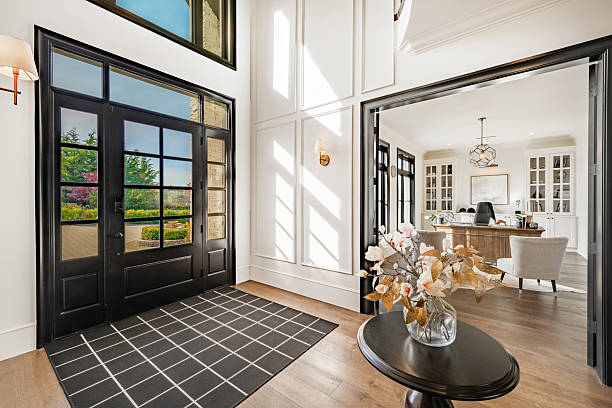 istock Front entry hall foyer of a luxurious and elegant home interior 2204604335