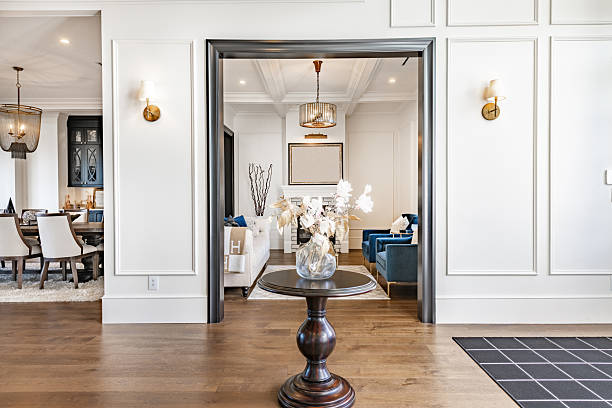 istock Front entry hall foyer of a luxurious and elegant home interior 2204604361