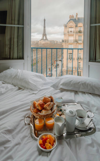istock Elegant Parisian Breakfast with Eiffel Tower View in Paris, France 2204607454