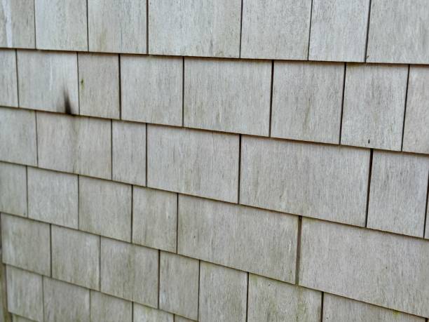 istock Close-up of a wall with wood shingles 2204607659