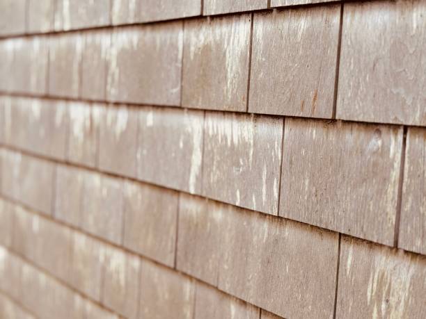 istock Close-up of a wall with wood shingles 2204607680