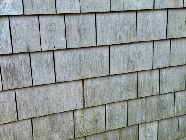 istock Close-up of a wall with wood shingles 2204607714
