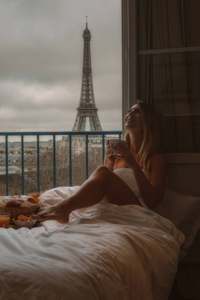 istock Morning Coffee with Eiffel Tower View in Paris, France 2204608136
