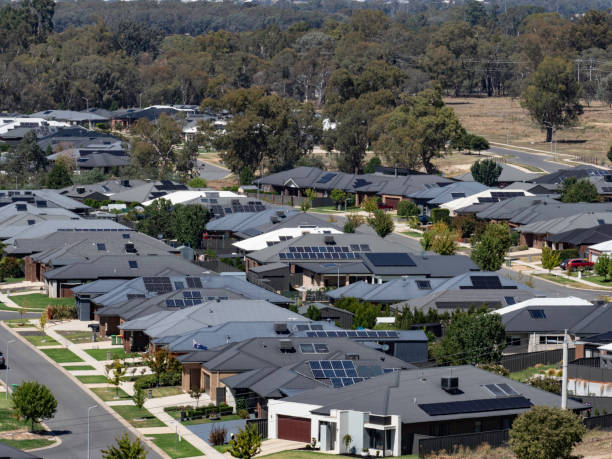 istock Suburban houses close together 2204616505