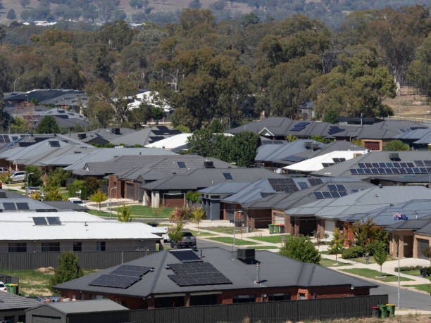 istock Suburban houses close together 2204616519