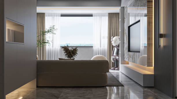 istock Modern Apartment Interior with Designer Details and Open Layout 2204653820