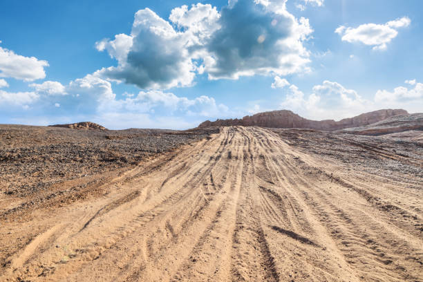 Close up view of sand with rocks in the Mojave Desert