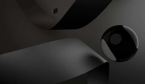 istock Abstract background, ribbon and marbles, black, 3D illustration 2204655165