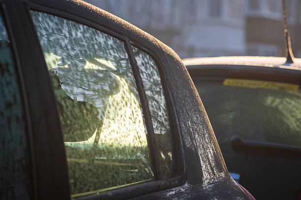 istock Frost snow covered car door handle and window in england uk 2204661574