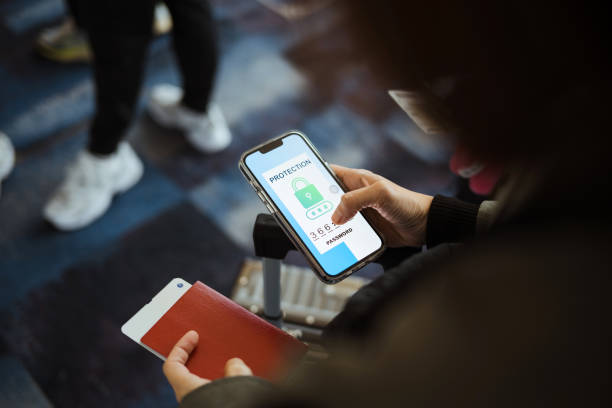 istock Asian Businesswoman using Security App In Airport. 2204661880